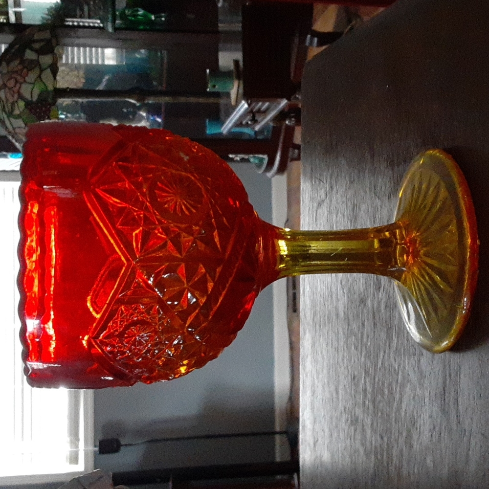 Gorgeous vintage red amberine Viking goblet